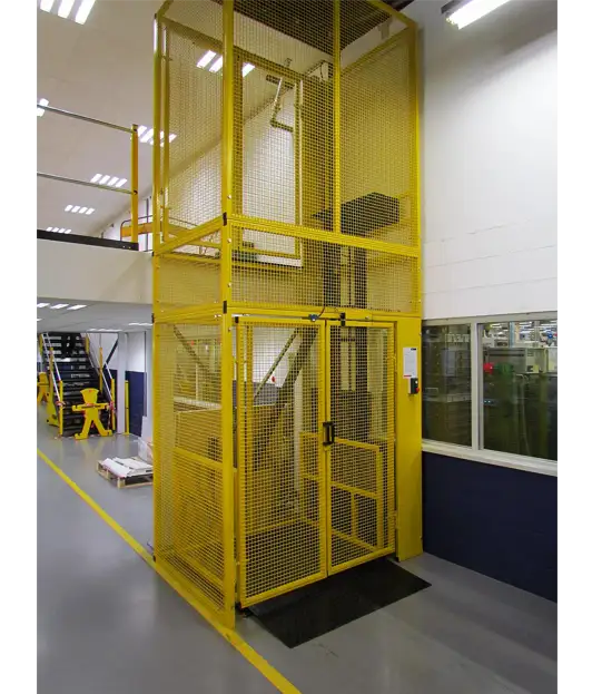 a hydraulic warehouse cargo lift