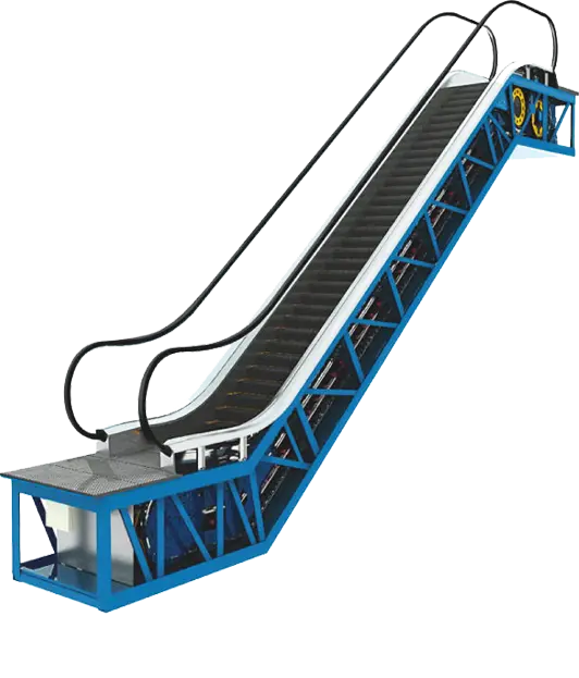 A blue escalator showcasing a modern design.